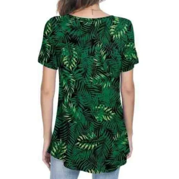 Women’s palm short sleeve, pleated tunic blouse, small - Picture 5 of 5